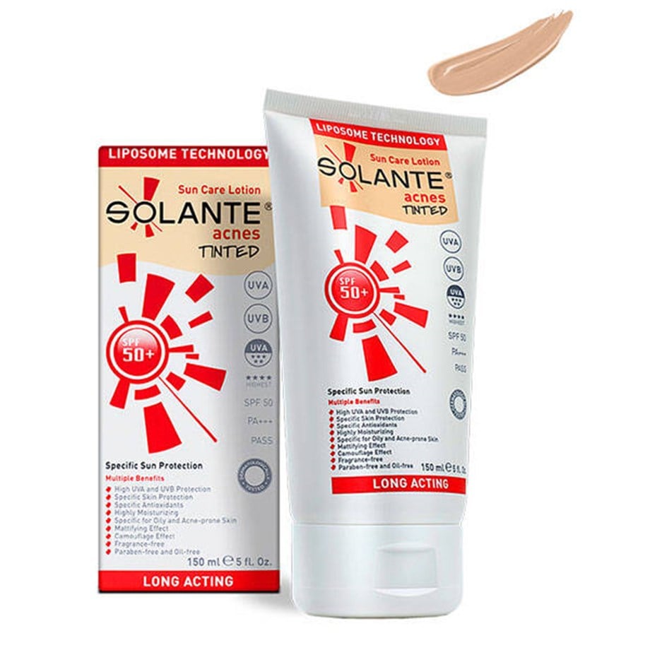 Solante Acnes Tinted Spf 50 150 ML Renkli Güneş Kremi