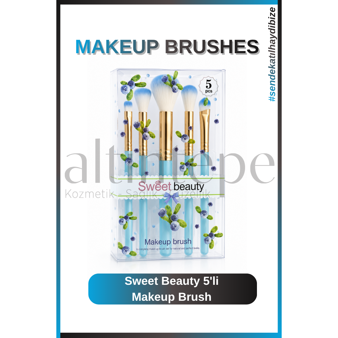 Sweet Beauty 5'li Makeup Brush Mavi Meyveli Set
