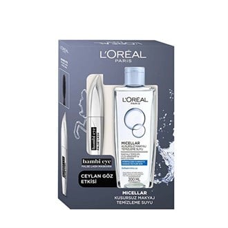 L'Oreal Paris Bambi Eye Maskara Micellar Makyaj Temizleme Suyu Seti