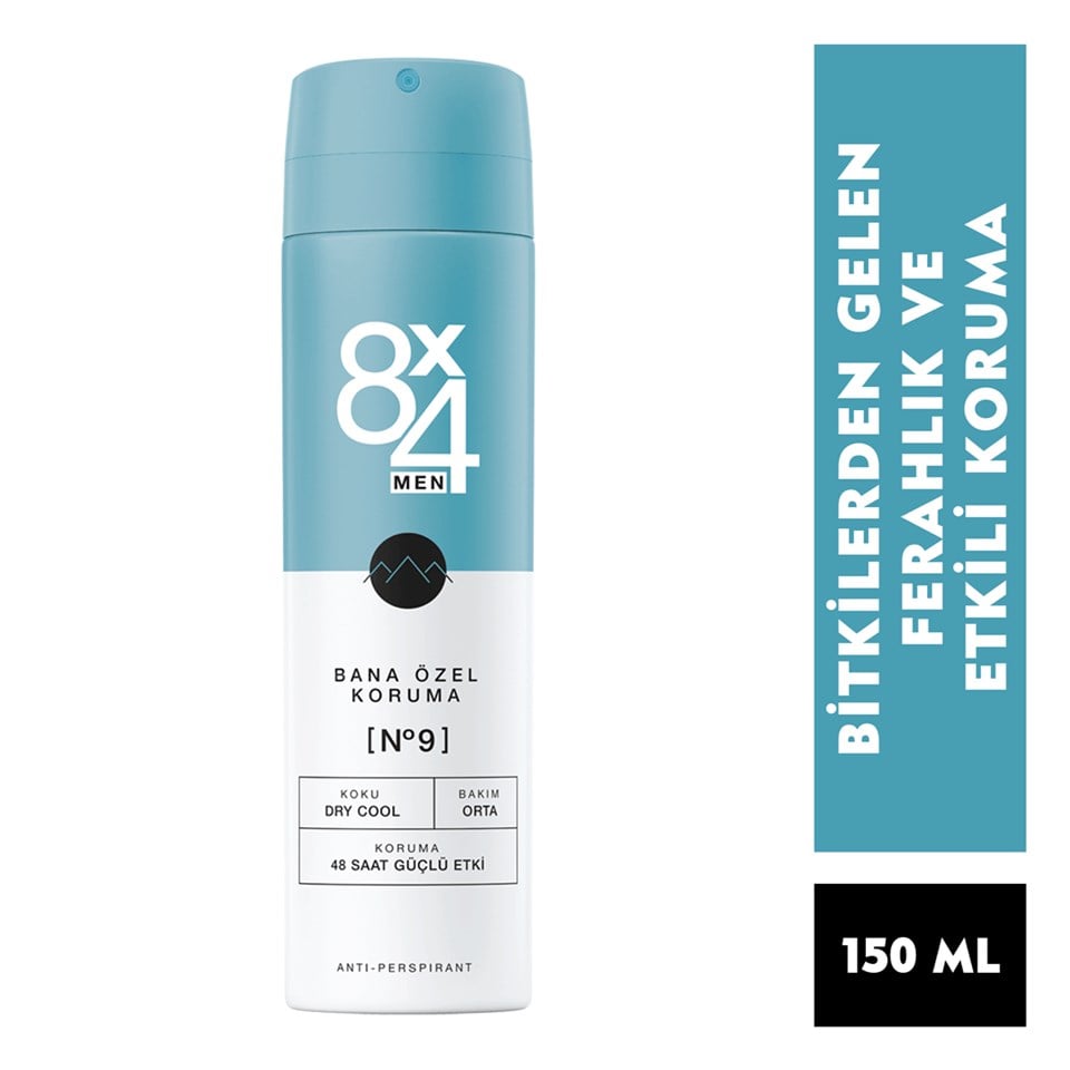 8X4 Sprey No.9 Dry Cool Erkek 150 Ml