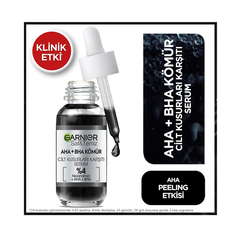 Aha Bha Cilt Kusurları Karşıtı Siyah Serum %4 [niasinamid Peeling Etkili Aha Bha] 30ml