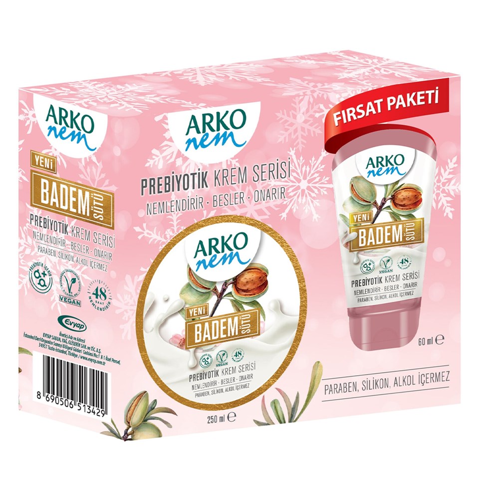 Arko Nem Badem Sütü Prebıyotik Krem 250Ml+60 Ml