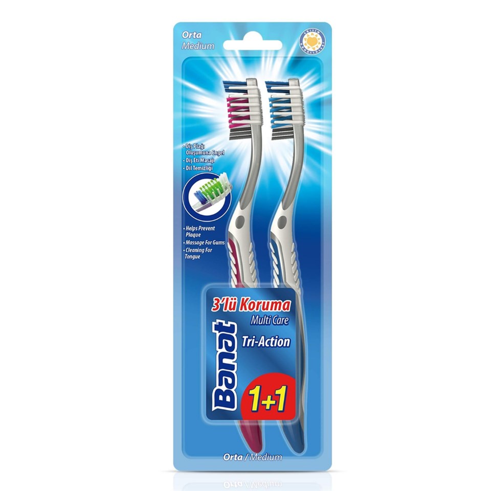 Banat Tri-Action Orta 1+1 Diş Fırçası