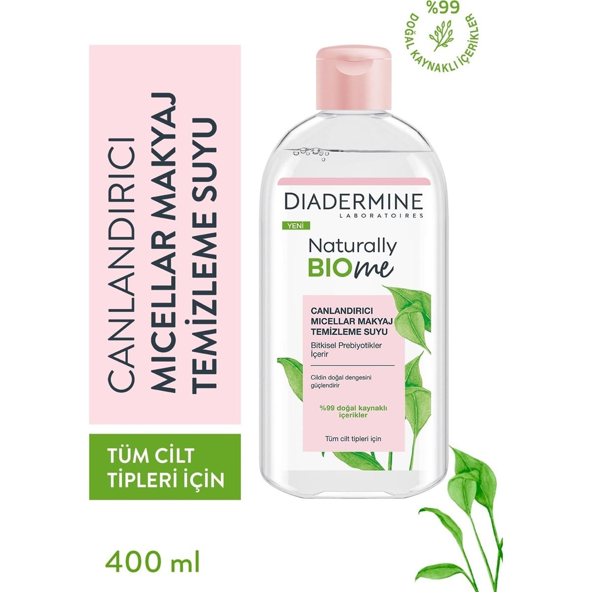 Diadermine Naturally Bio Me Micellar Makyaj Temizleme Suyu Canlandırıcı 400 ml