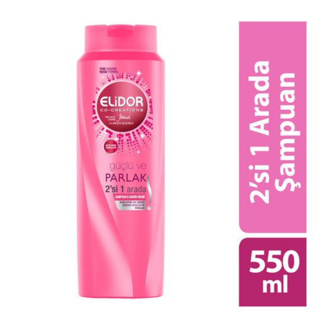 Elidor Şampuan Güçlü Ve Parlak 2'si 1 Arada 550 Ml