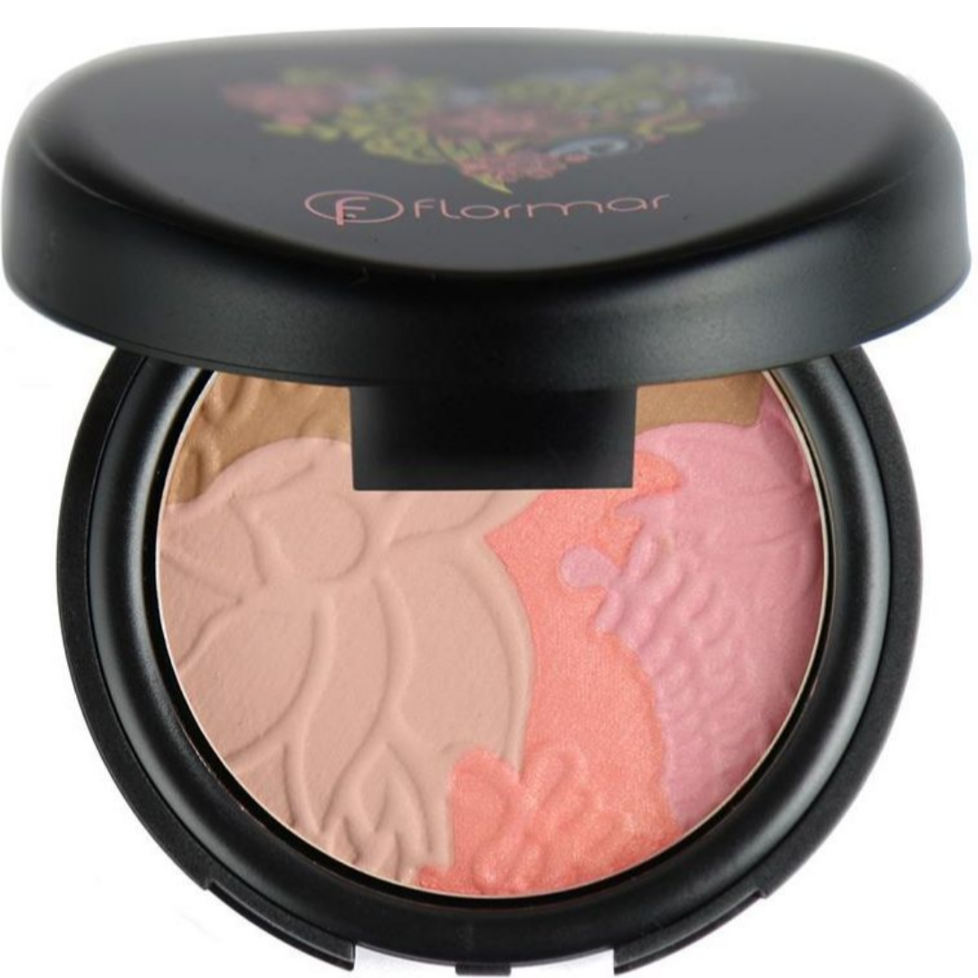 FLORMAR DELUXE MULTI EFECT POWDER DM02 BEIGE&ROSE MULTICOLOR