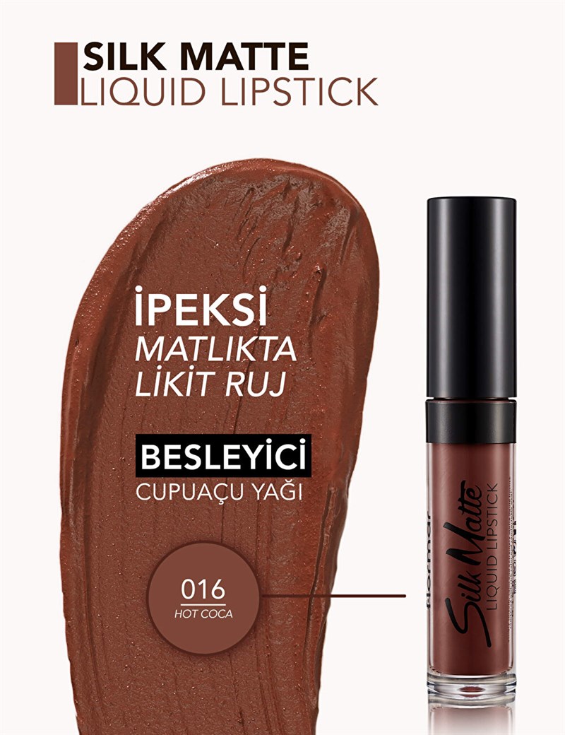 Flormar Silk Matte Liquid Lipstick Ruj - 16 Hot Cocoa