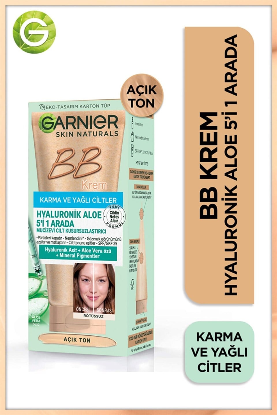 Garnier Hyaluronik Aloe BB Krem Mucizevi Cilt Kusursuzlaştırıcı Açık Ton 50ml