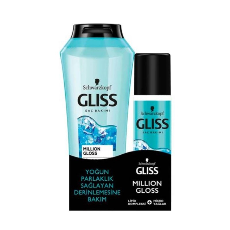 Gliss Million Gloss Yoğun Parlaklık 360 ml Şampuan + 200 ml Saç Kremi