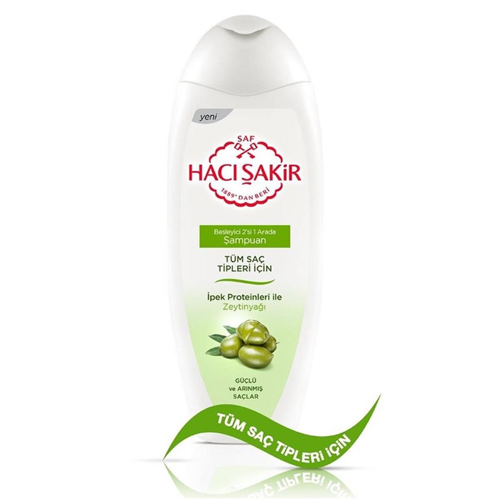 Hacı Şakir Tüm Saç Tipleri için Zeytinyağı Şampuan 500 Ml