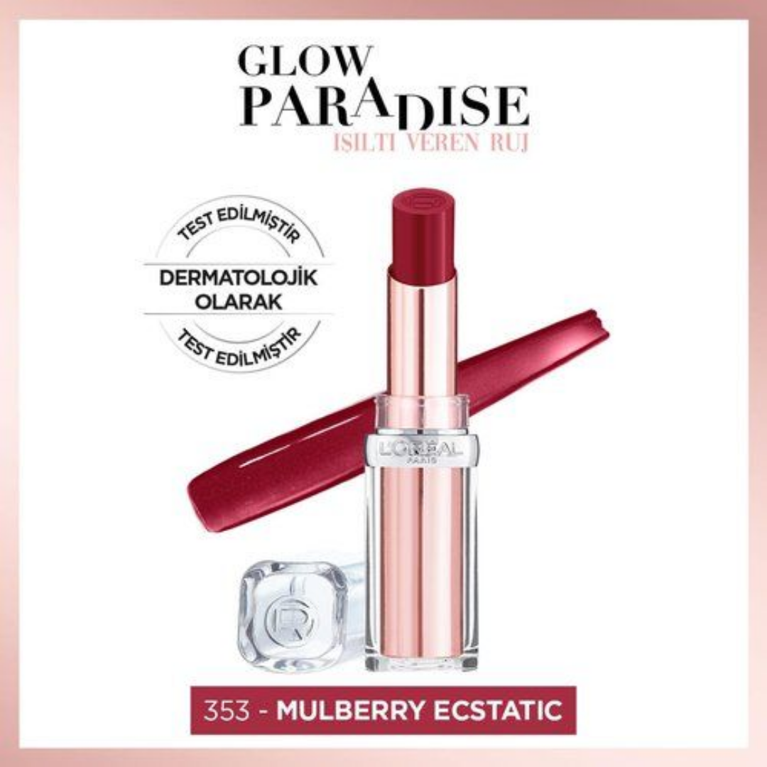 L'Oréal Paris GLOW PARADISE Balm-in-Lipstick - Işıltı Veren Ruj 353 Mulberry Ecstatic