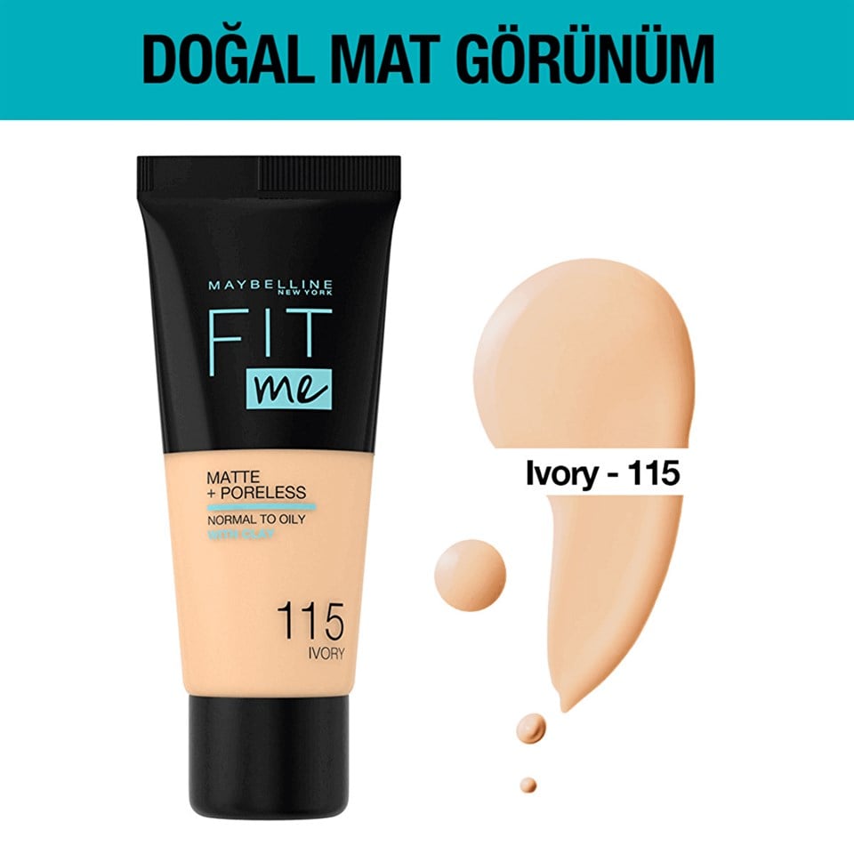 Maybelline New York Fit Me Matte and Pore Fondöten No: 115 Ivory