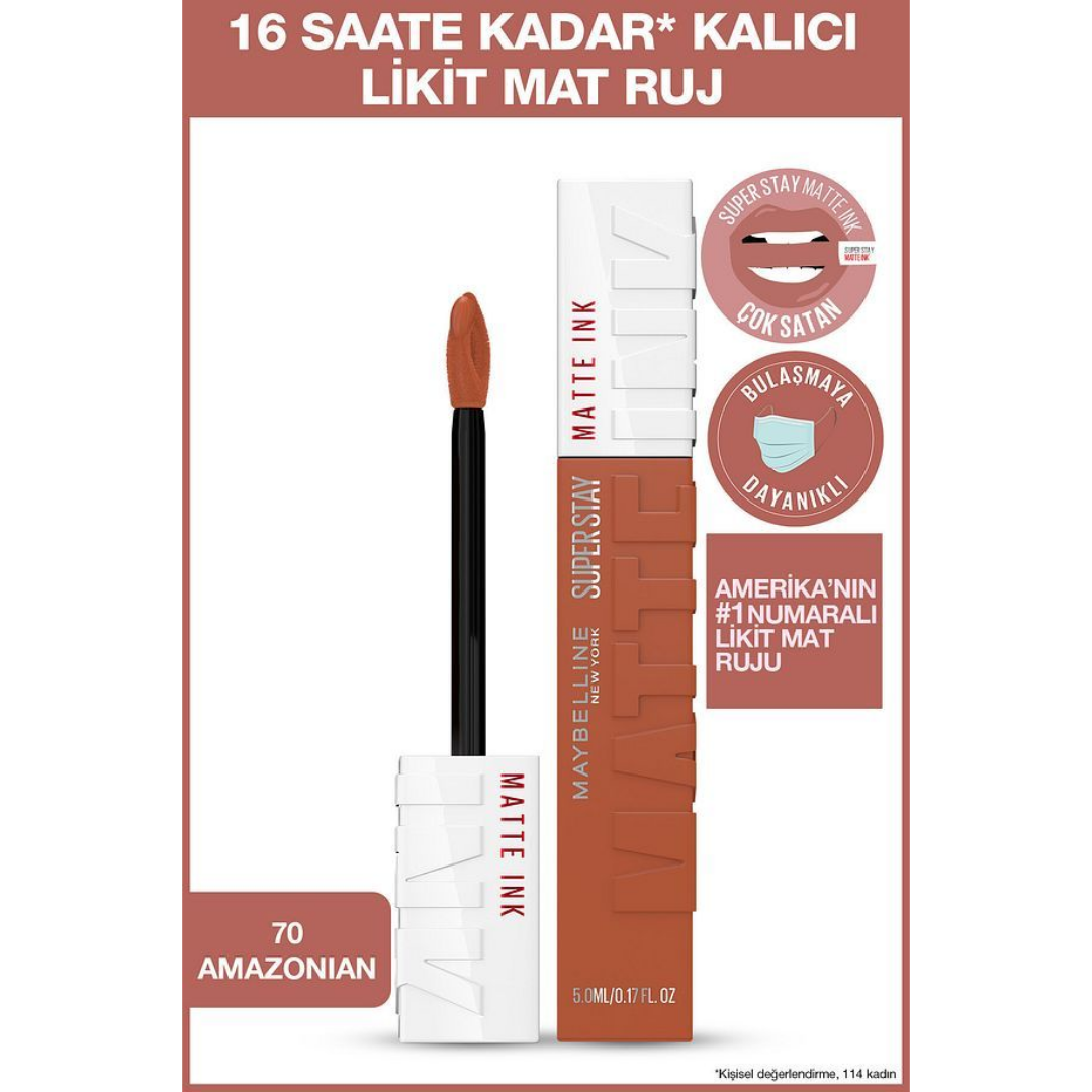 Maybelline New York Super Stay Matte Ink Unnude Likit Mat Ruj - 70 Amazonian - Kahverengi 