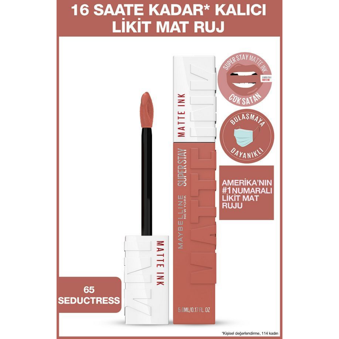 Maybelline New York Super Stay Matte Ink Likit Mat Ruj - 65 Seductress - Nude