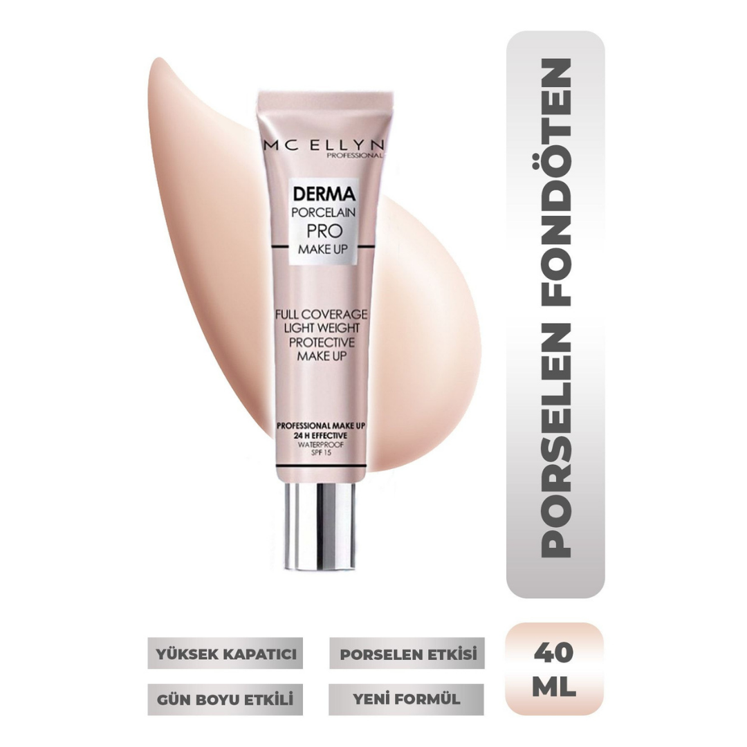 Mcellyn Saten Görünüm Porselen Fondöten Waterproof - 03 Buğday Ten