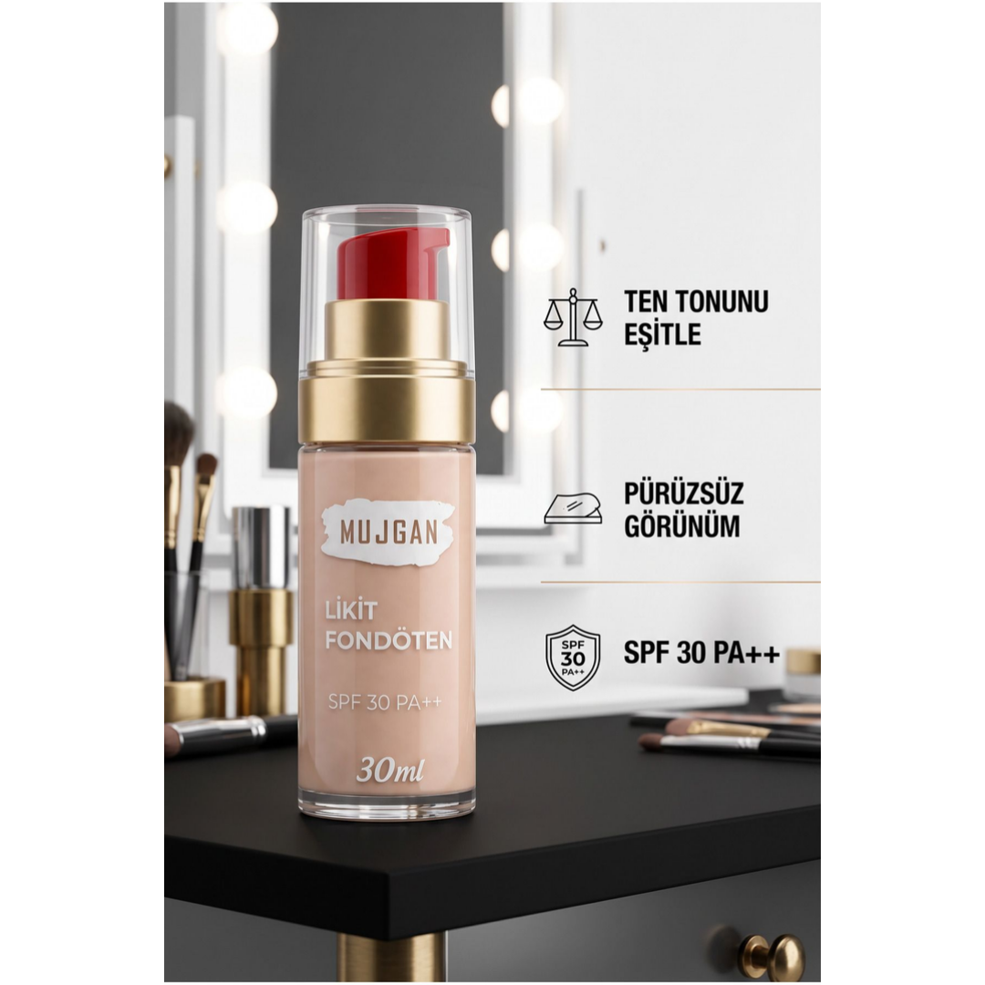 Mujgan Profesyonel Yüksek Kapatıcılı Likit Fondöten Açık Ton 30 ml
