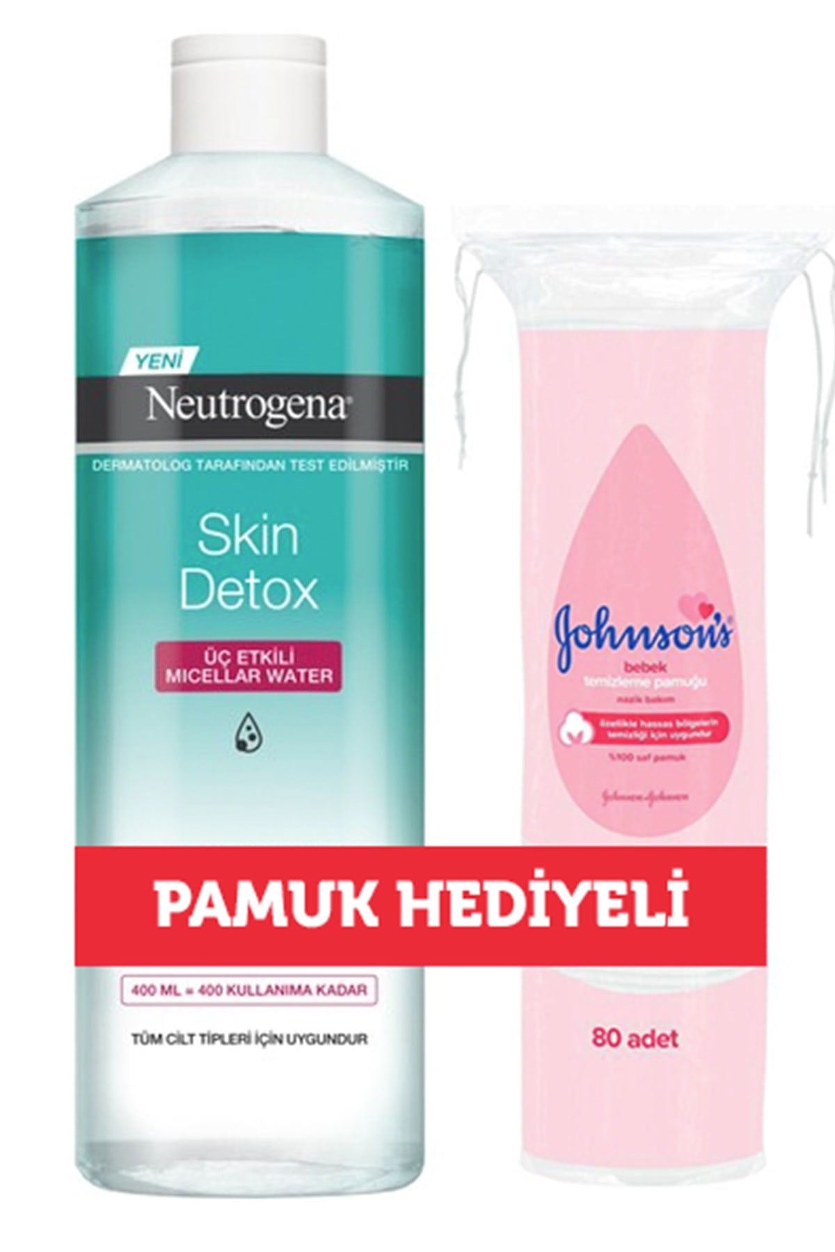 Neutrogena Skin Detox 3 Etkili Micellar 400 ml Pamuk Hediyeli Makyaj Temizleme Suyu