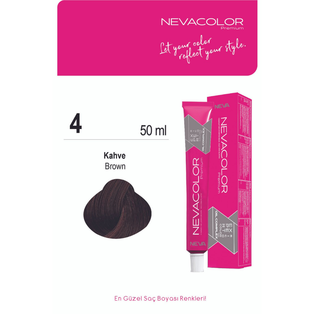 Neva Color Premium Tüp Saç Boyası 4 Kahve