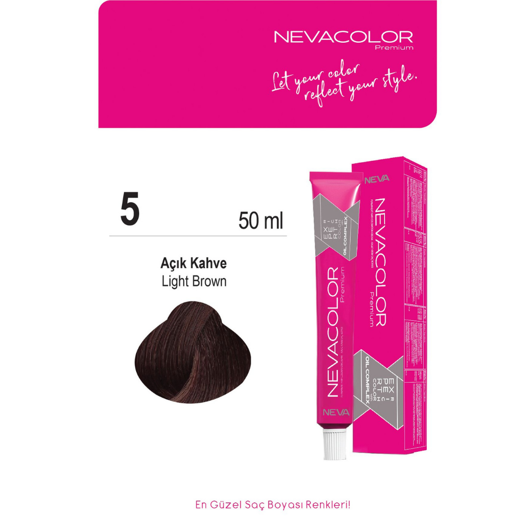Neva Color Premium Tüp Saç Boyası 5 Açık Kahve