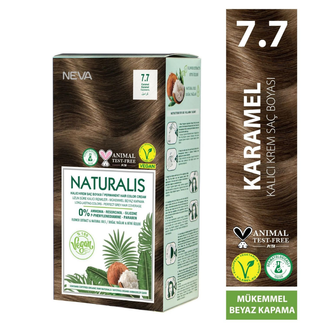 Nevacolor Naturalis Vegan Kalıcı Krem Saç Boyası Seti 7.7 KARAMEL