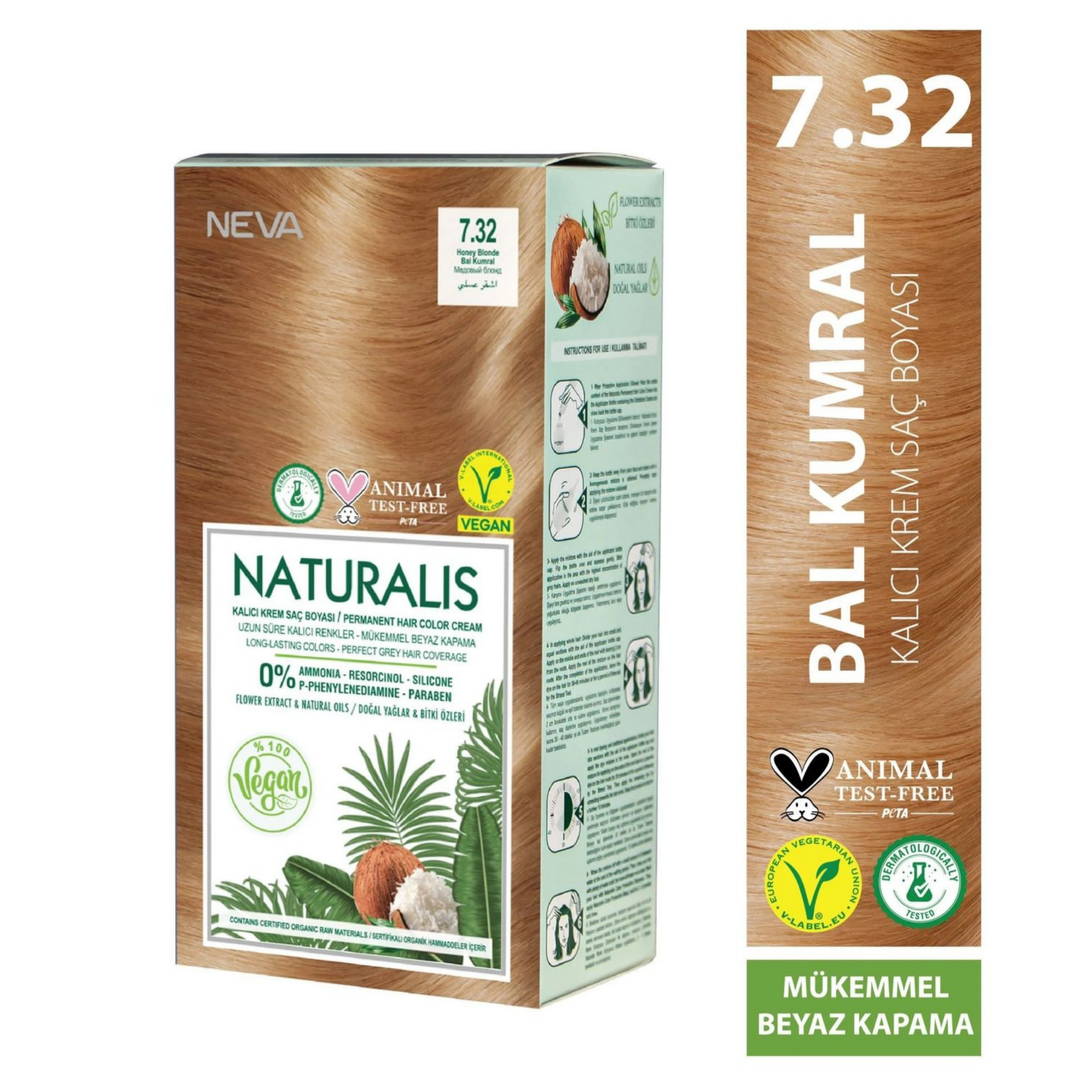 Nevacolor Naturalis Vegan Kalıcı Krem Saç Boyası Seti 7.32 BAL KUMRAL