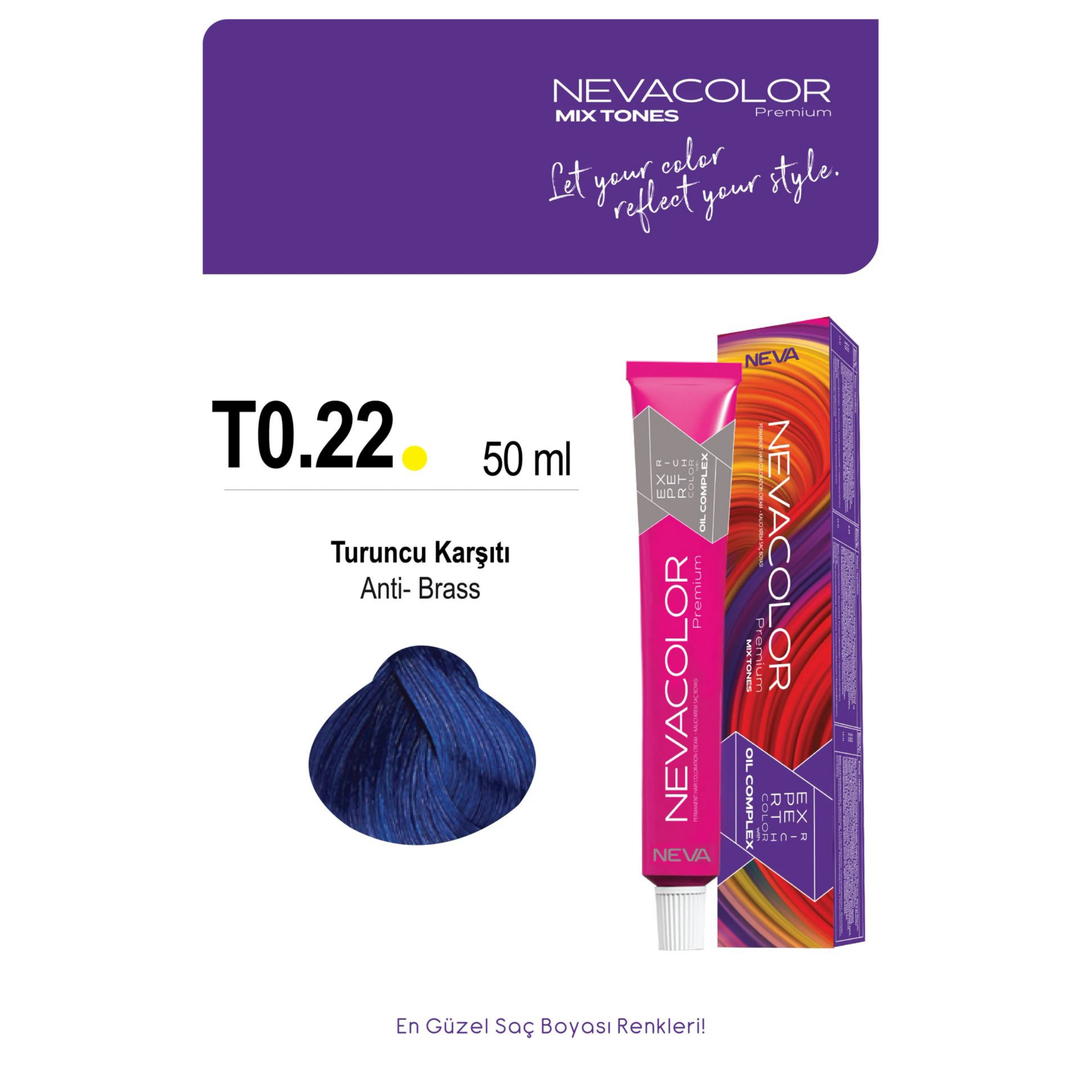 Nevacolor Premium T0.22 Turuncu Karşıtı Kalıcı Krem Saç Boyası 50ml