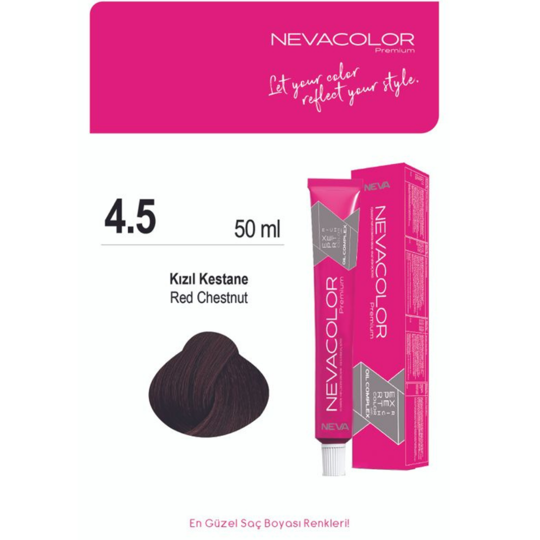 NEVACOLOR TÜP SAÇ BOYASI 4.5 KIZIL KESTANE