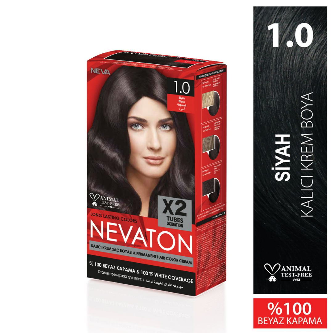 Nevaton Kalıcı Krem Saç Boyası 1.0 Siyah