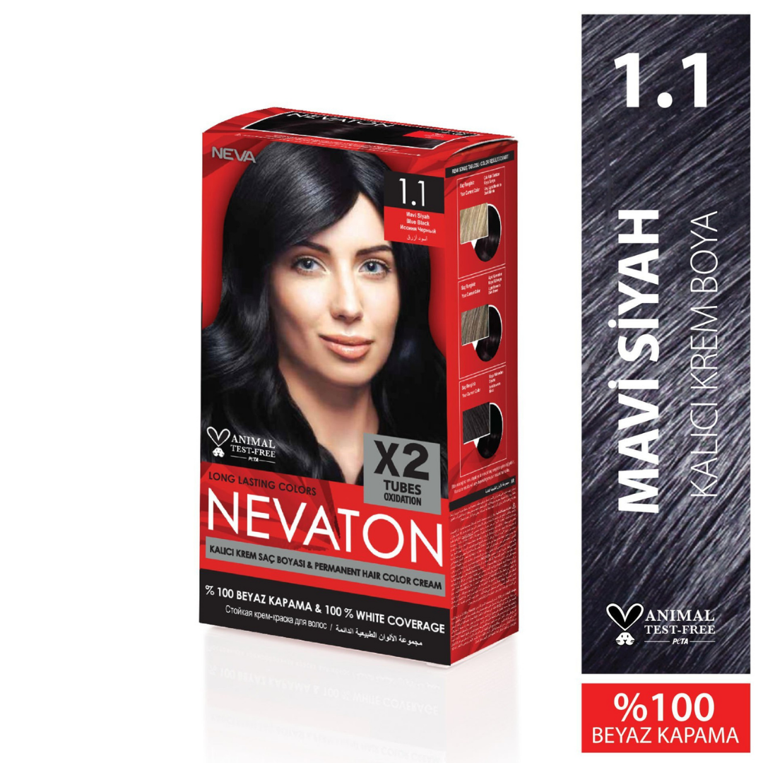 Nevaton Kalıcı Krem Saç Boyası 1.1 Mavi Siyah
