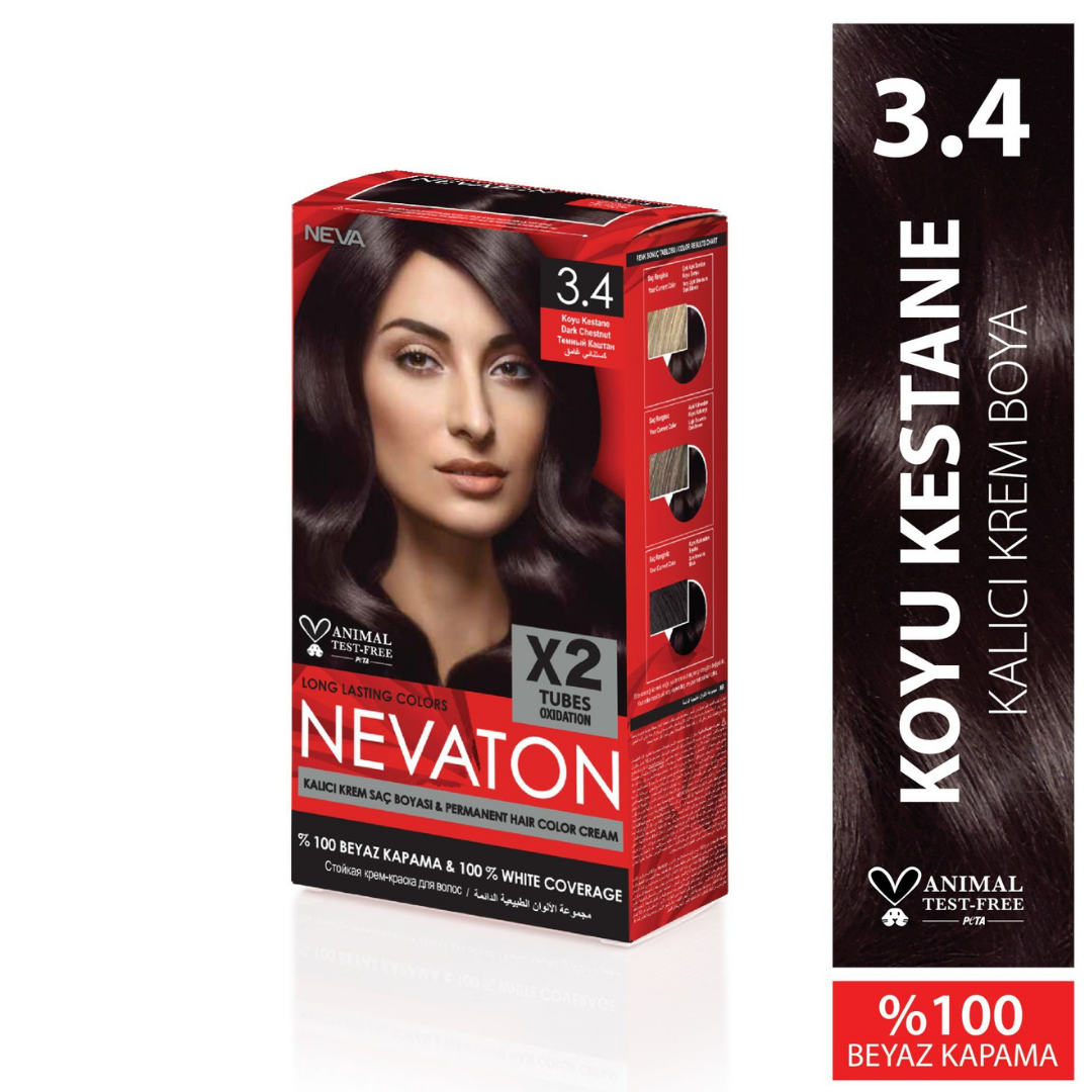 Nevaton Kalıcı Krem Saç Boyası 3.4 Koyu Kahve