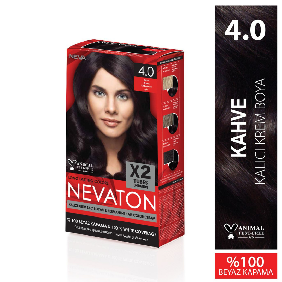 Nevaton Kalıcı Krem Saç Boyası 4.0 Kahve
