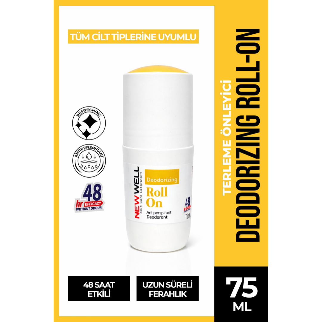 New Well Deodorizing Roll On Terleme Önleyici Koltuk Altı Roll On (Sarı) 75 ML
