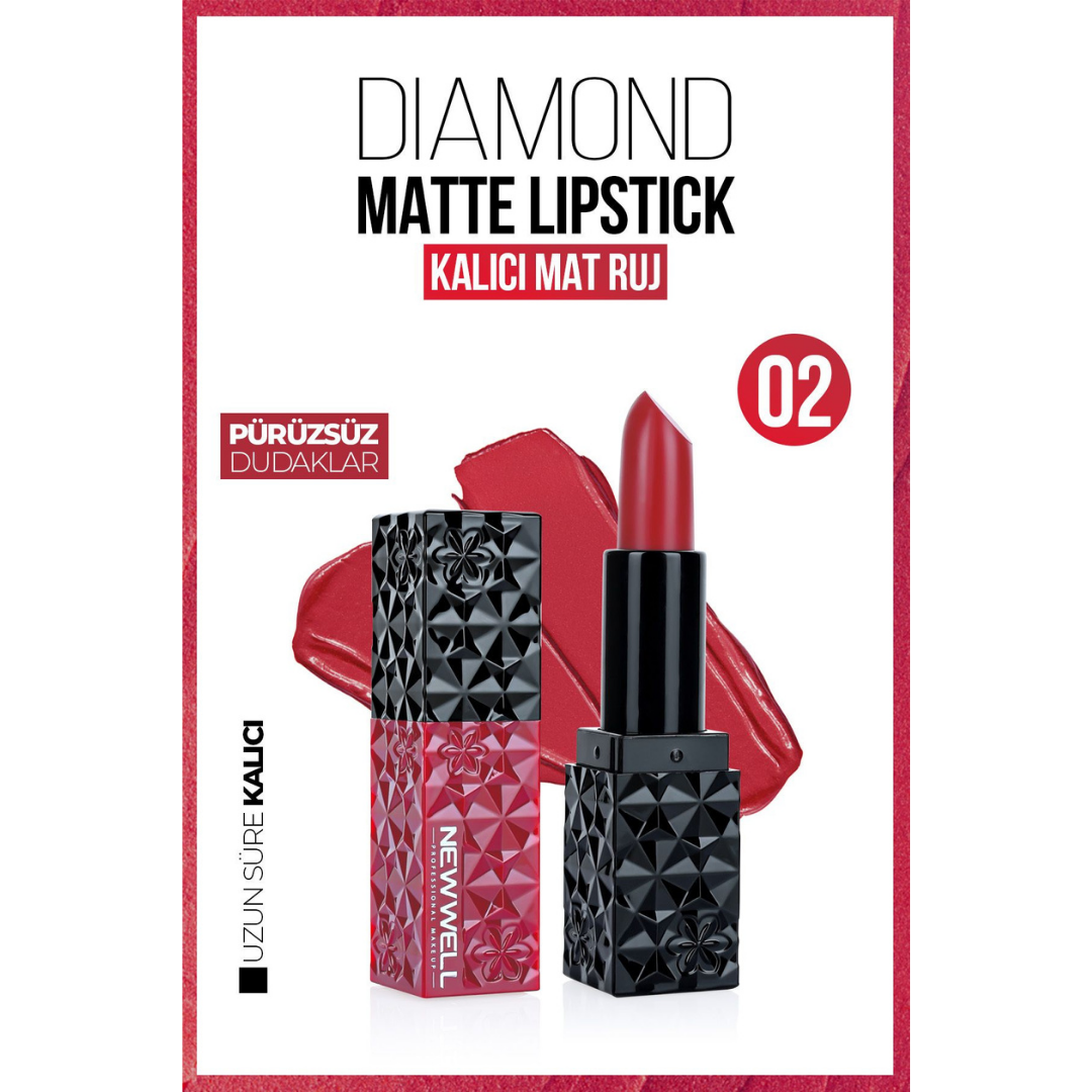 New Well Diamond Matte Lipstick 02 Gün Boyu Kalıcı