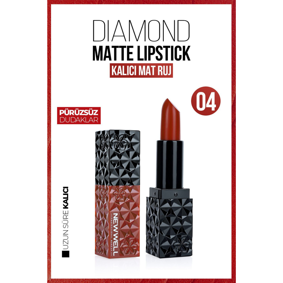 New Well Diamond Matte Lipstick 04 Gün Boyu Kalıcı