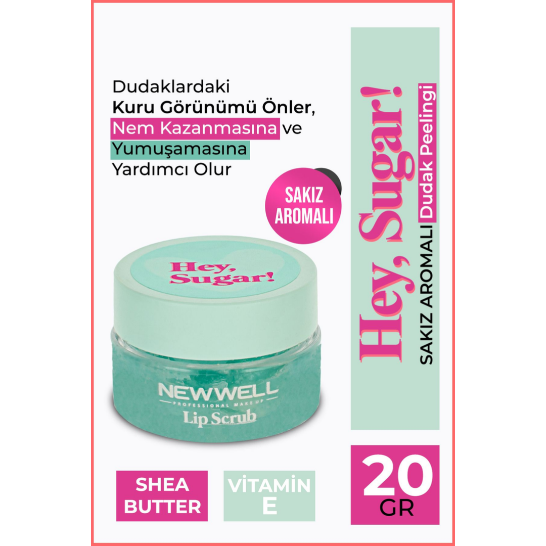 New Well Hey Sugar! Sakız Aromalı Dudak Peelingi 20gr