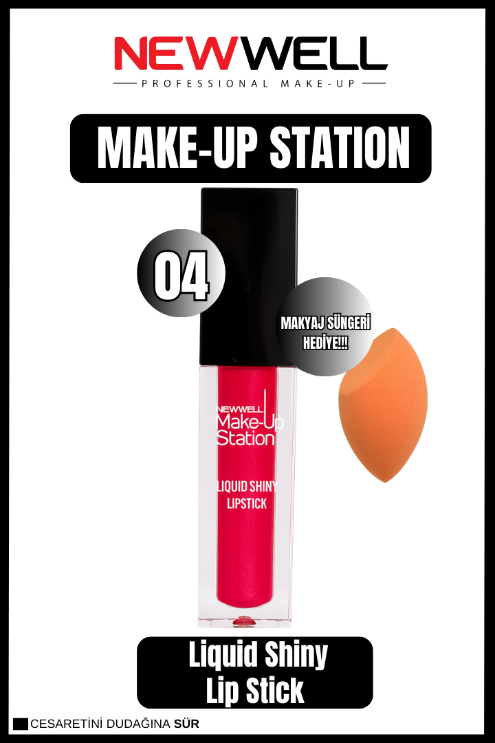 Newwell Make Up Station Liquid Lipgloss 04 & Makyaj Süngeri Hediye