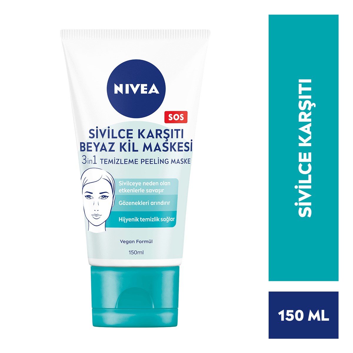 Nivea 3'ü 1 Arada Beyaz Kil Maskesi Sivilce Karşıtı 150 ml