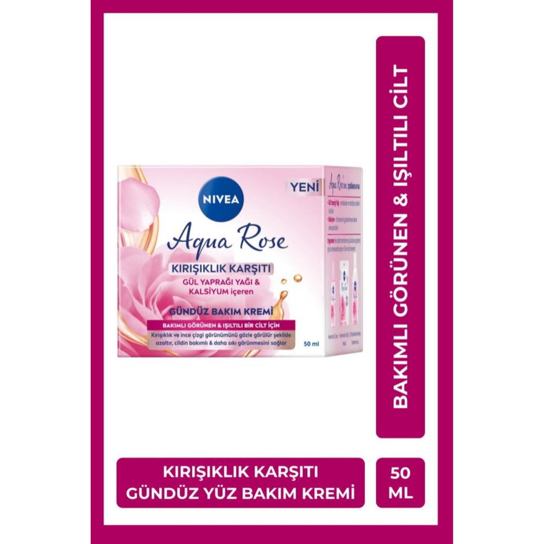 Nivea Aqua Rose Kırışıklık Karşıtı Gündüz Bakım Kremi gül yaprağı yağı 50 ml