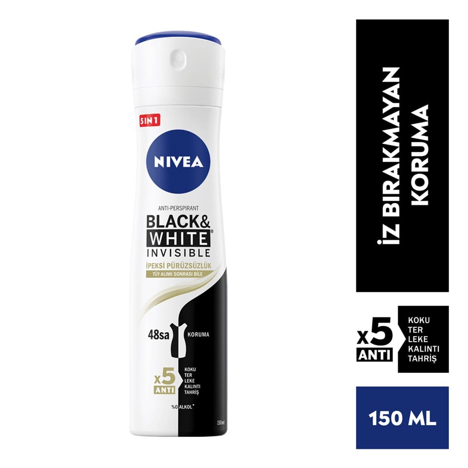 Nivea Black and White Invisible Kadın İpeksi Pürüzsüzlük Deodorant 150ml