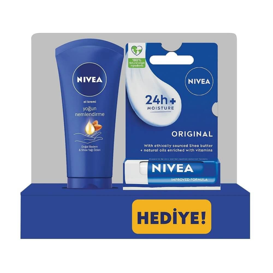 Nivea Yoğun Nemlendirici El Bakım Kremi 75 Ml + Nivea Original Care Dudak Koruyucu Original