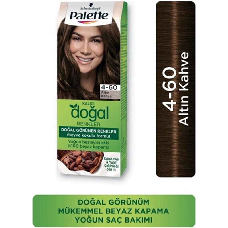 Palette Kalıcı Doğal Renkler Saç Boyası 4-60 Açık Çikolata Kahve