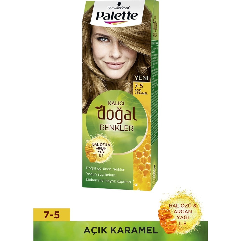 Palette Kalıcı Doğal Renkler Saç Boyası 7-5 Açık Karamel