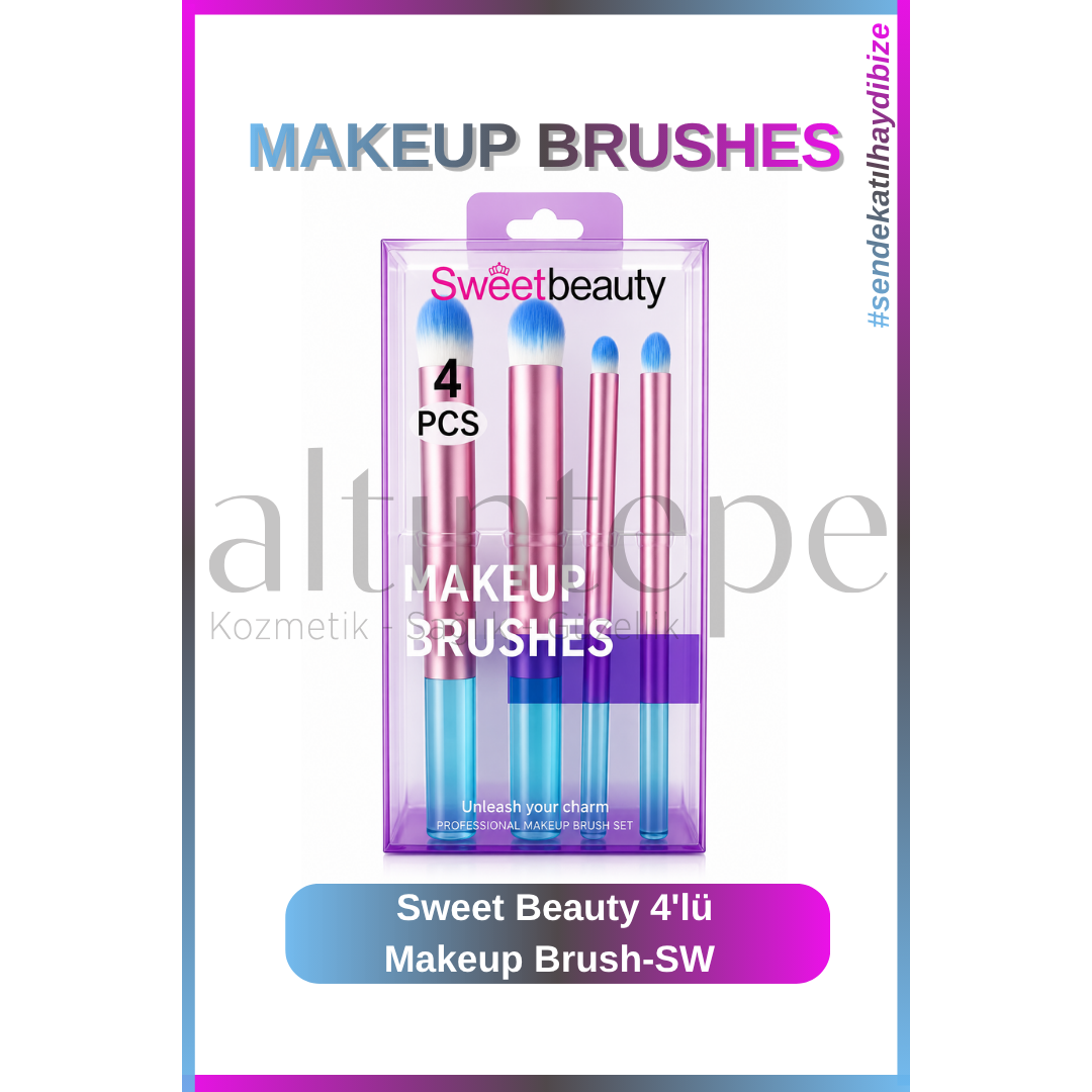 Sweet Beauty 4'lü Mavi Makeup Brush-SW 
