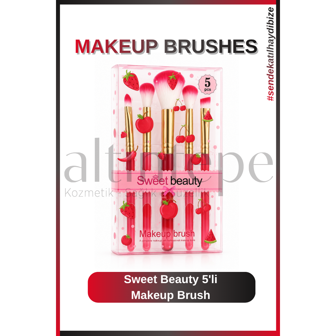 Sweet Beauty 5'li Makeup Brush Kırmızı Meyveli Set