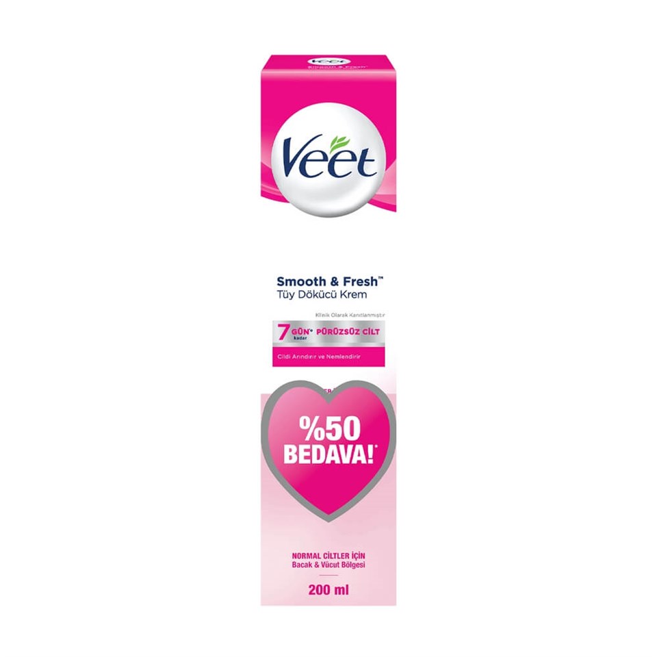 Veet %50 Bedava Bacak ve Vücut Bölgesi Normal Ciltler Tüy Dökücü Krem 200 ml