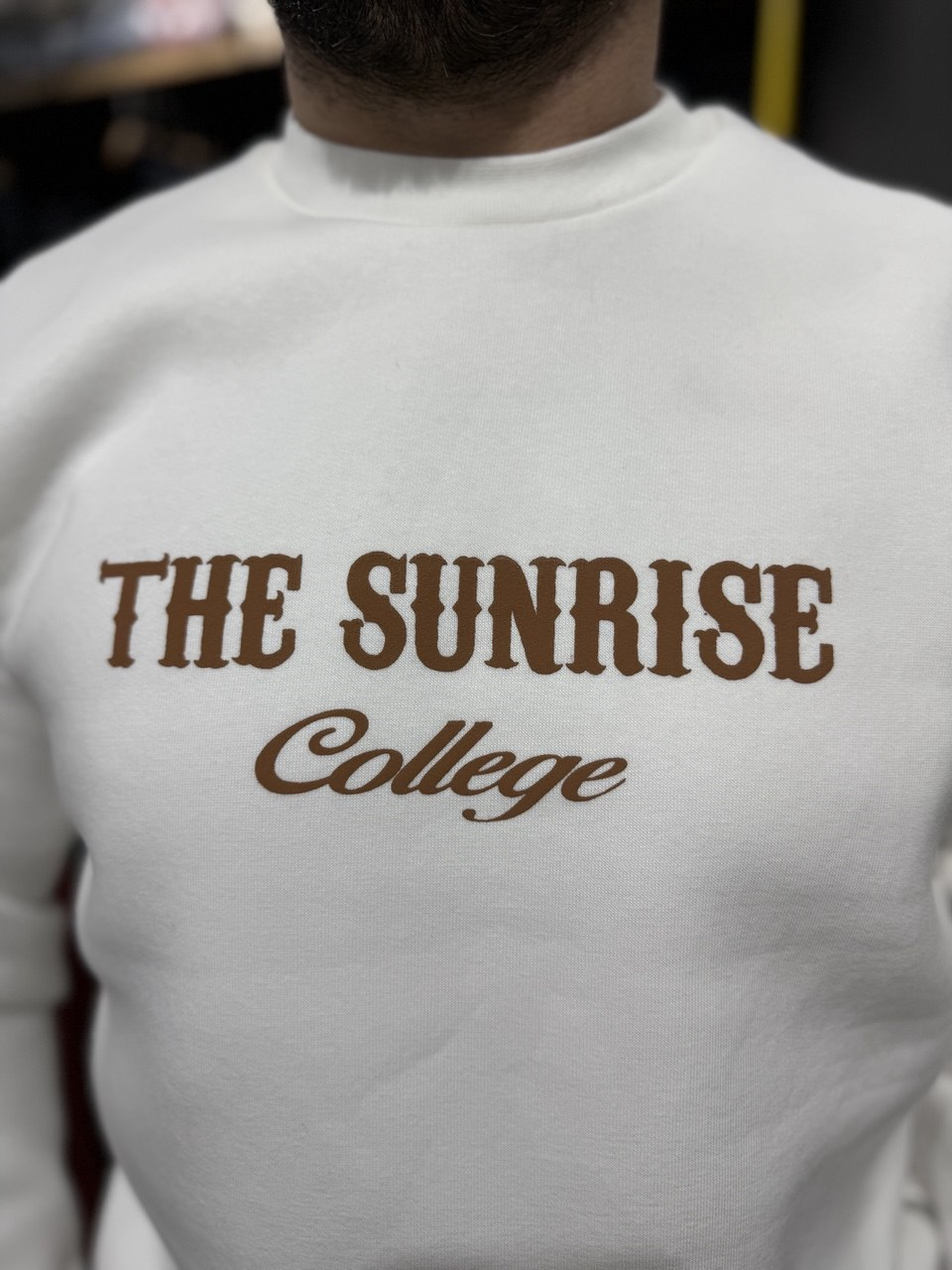 Beyaz 3 İplik Şardonlu Baskılı Sweatshirt