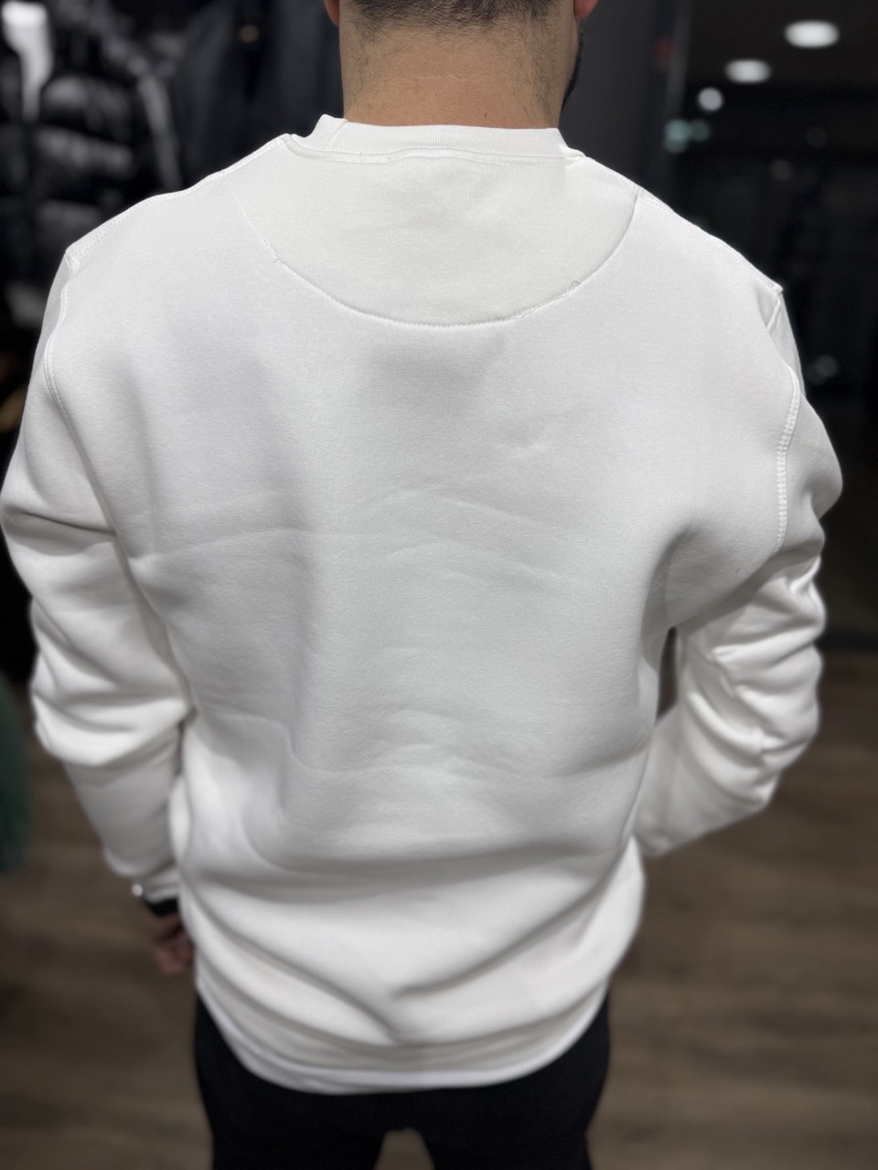 Beyaz 3 İplik Şardonlu Baskılı Sweatshirt