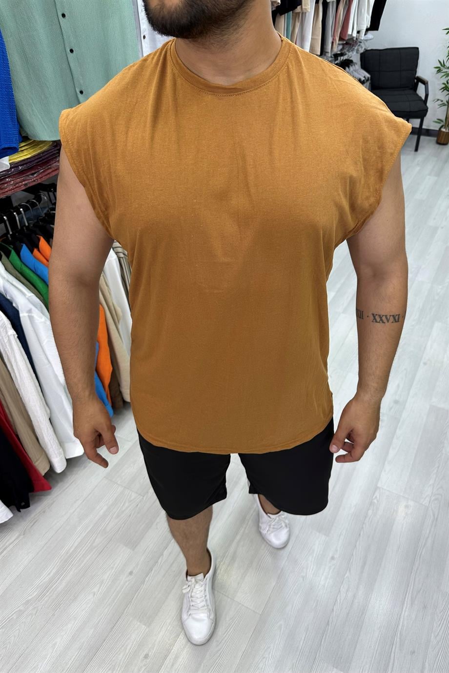 Camel Oversize Kolsuz Tshirt