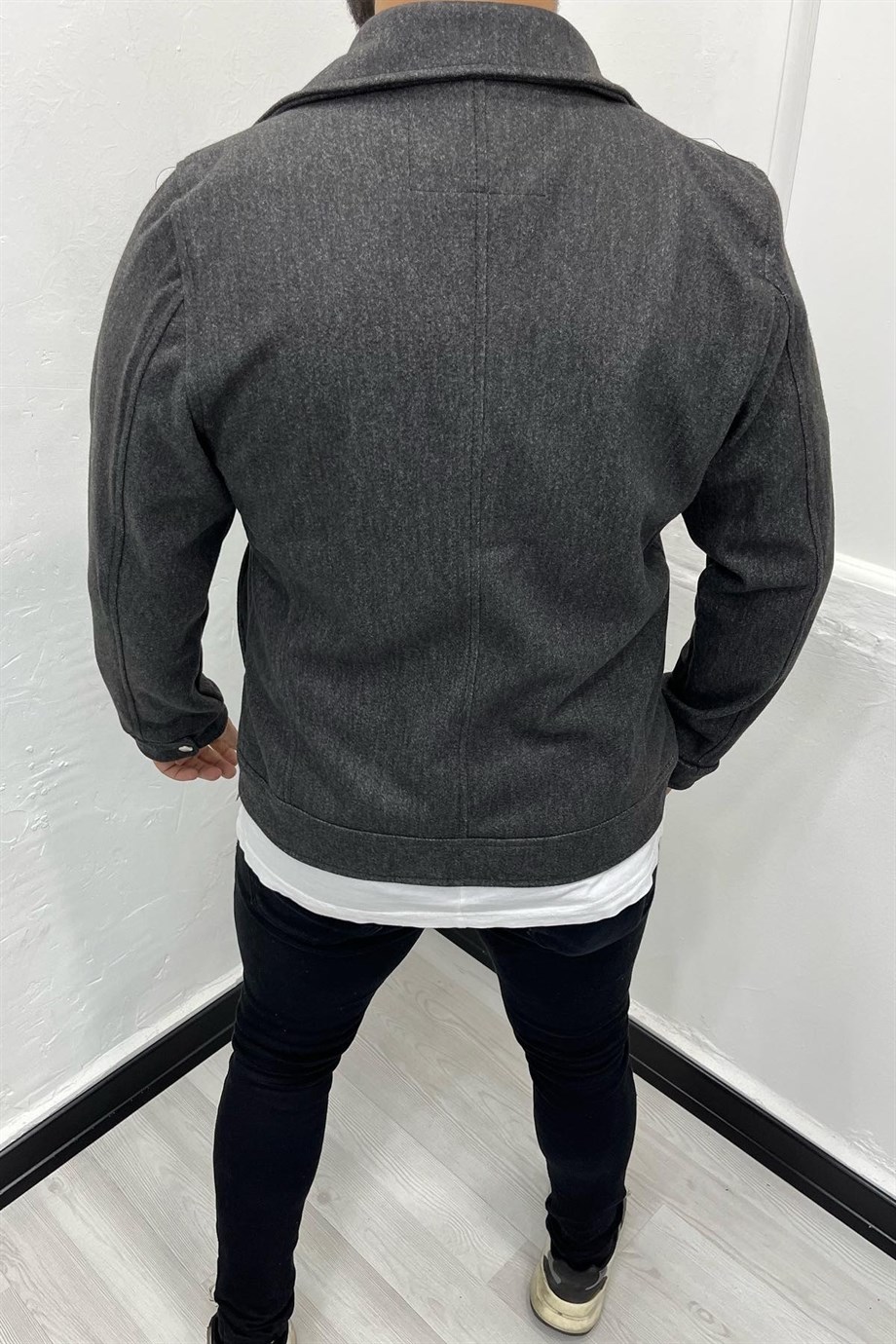 Füme Kuzey Model Fermuarlı Kaşe Ceket