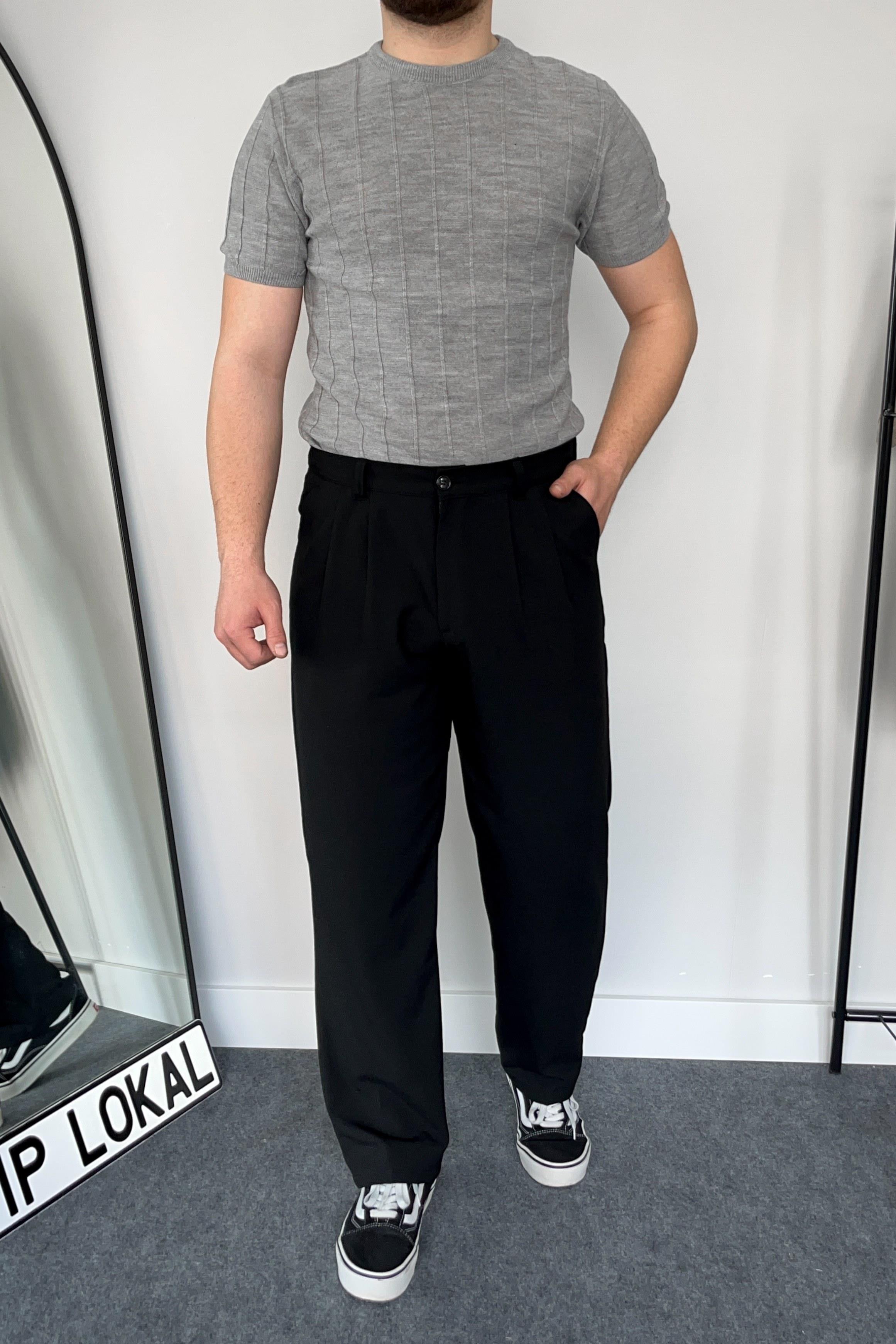 Gri Örme Triko Tshirt